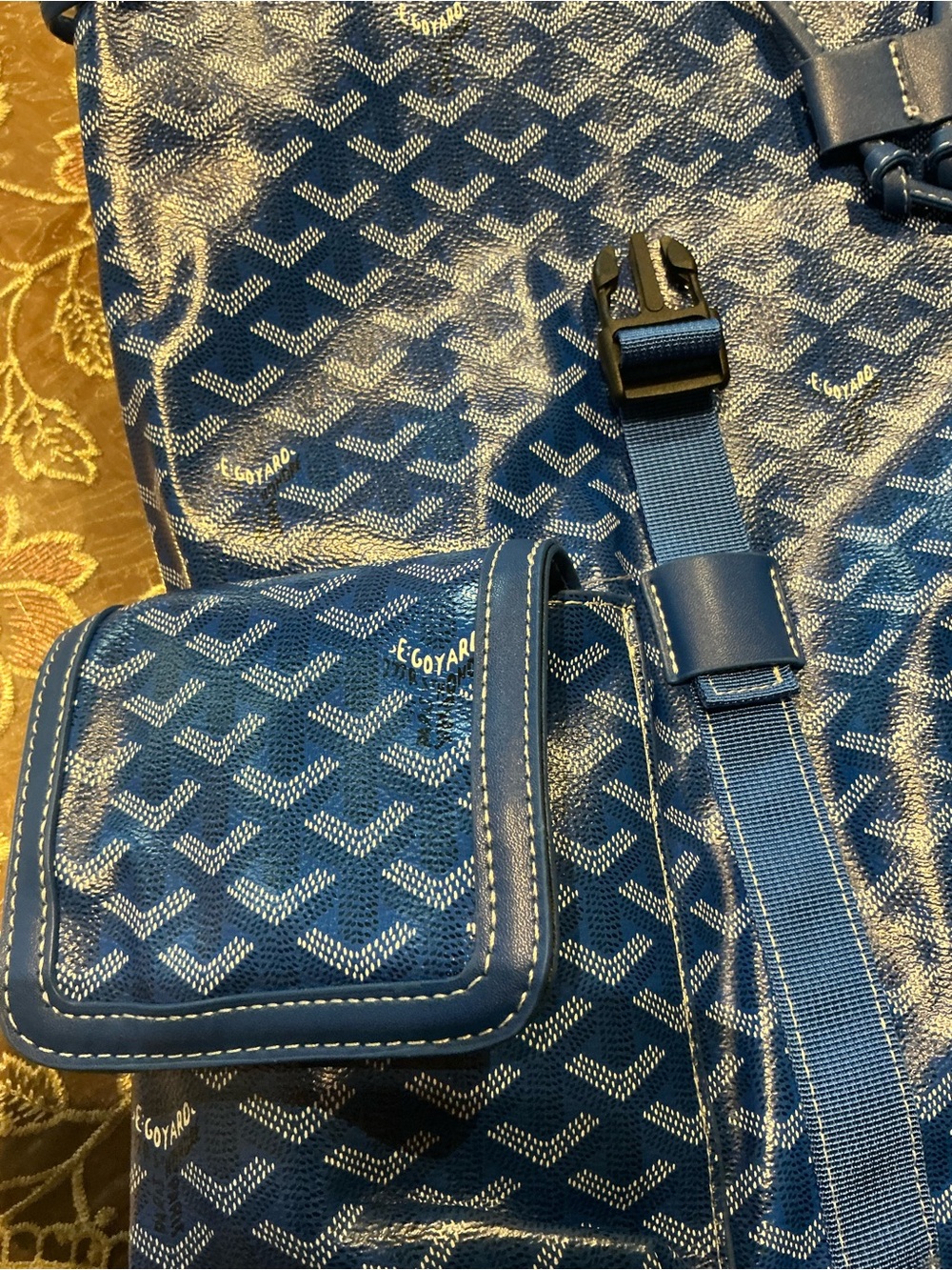Goyard Blue Chevron Backpack - Picture 5 of 7